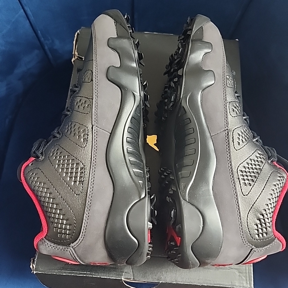 Sz 8 Nike Air Jordan 9 Retro Low Golf Mens ‘Charcoal Black/Red’ FJ5934-002 - Picture 6 of 8
